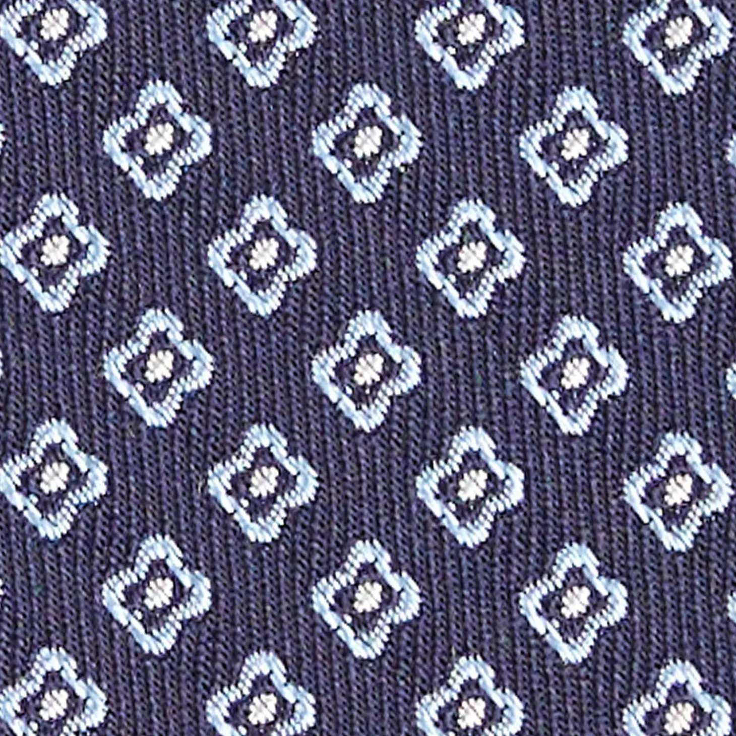 Dark Blue Sartorial Jacquard Silk Tie - Small Geometric Pattern