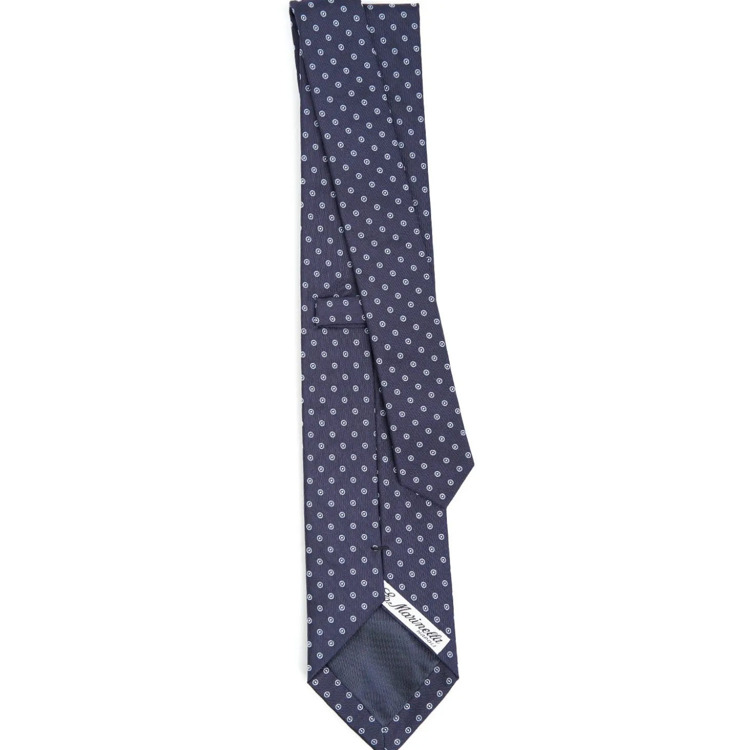 Dark Blue Sartorial Jacquard Silk Tie - Small Geometric Pattern