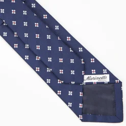 Dark Blue Sartorial Jacquard Silk Tie - Large Flower Pattern
