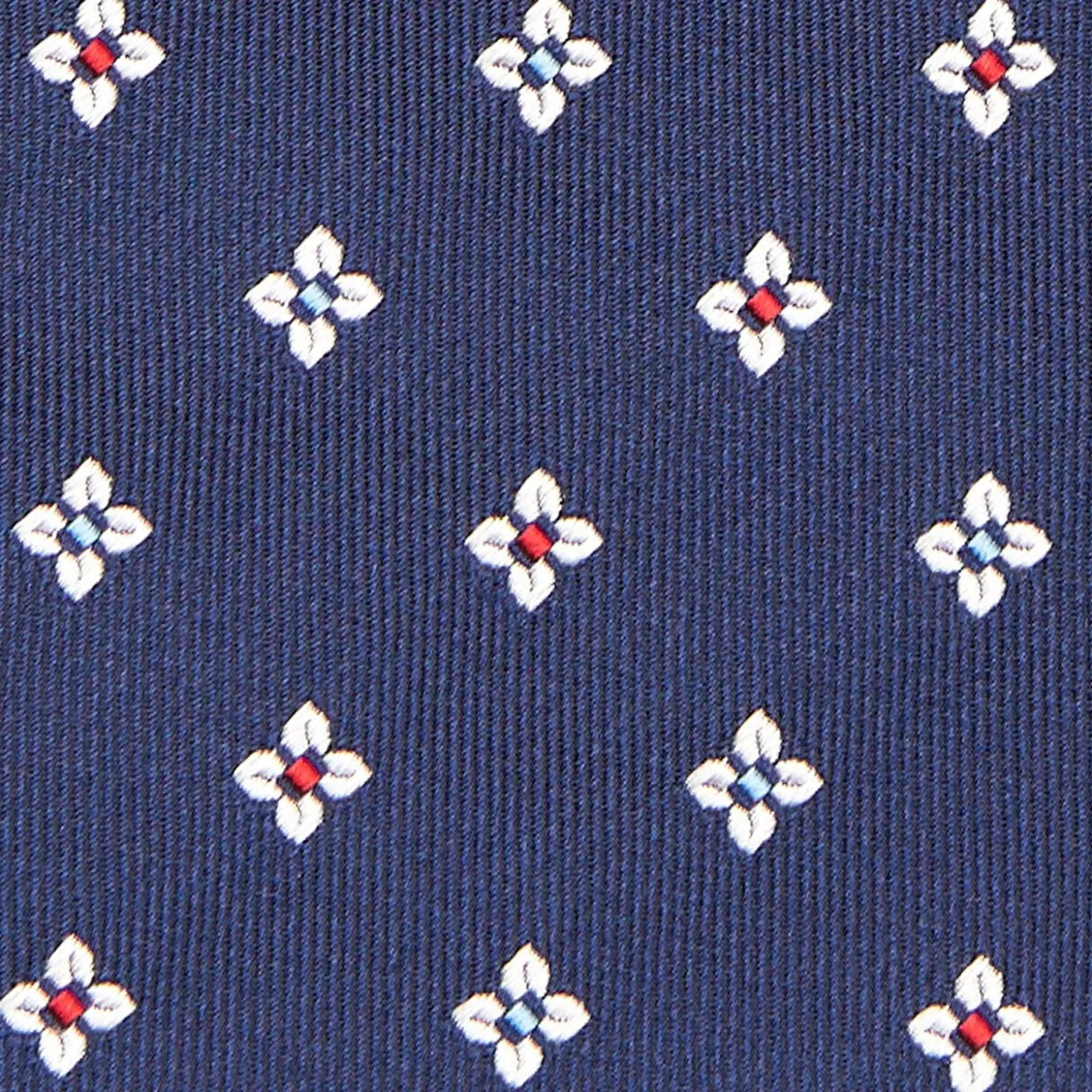 Dark Blue Sartorial Jacquard Silk Tie - Large Flower Pattern