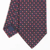 Dark Blue Sartorial Jacquard Silk Tie - Large Flower Patterns