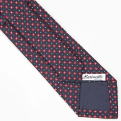 Dark Blue Sartorial Jacquard Silk Tie - Large Flower Patterns