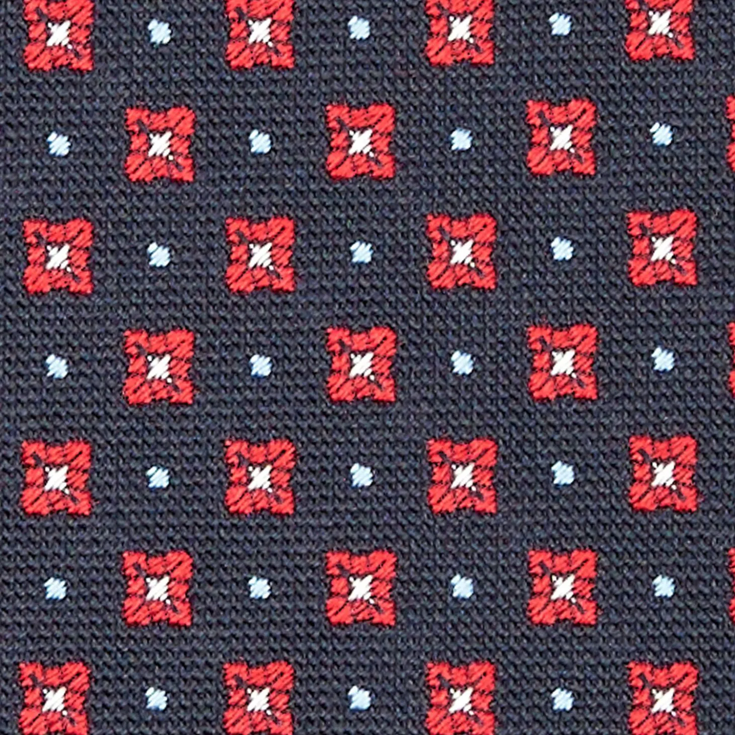 Dark Blue Sartorial Jacquard Silk Tie - Large Flower Patterns
