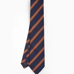 Dark Blue Sartorial Striped Silk Tie