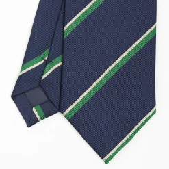 Dark Blue Sartorial Striped Silk Tie