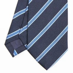 Dark Blue Sartorial Striped Silk Tie