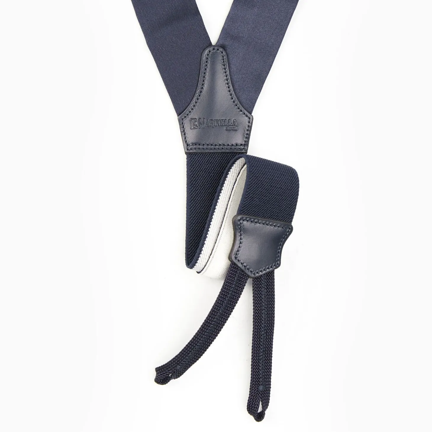 Dark Blue Satin Silk Braces