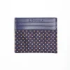 Dark Blue Silk And Leather Credit Card Holder - 5 Compartments