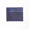 Dark Blue Silk And Leather Credit Card Holder 5 Compartments