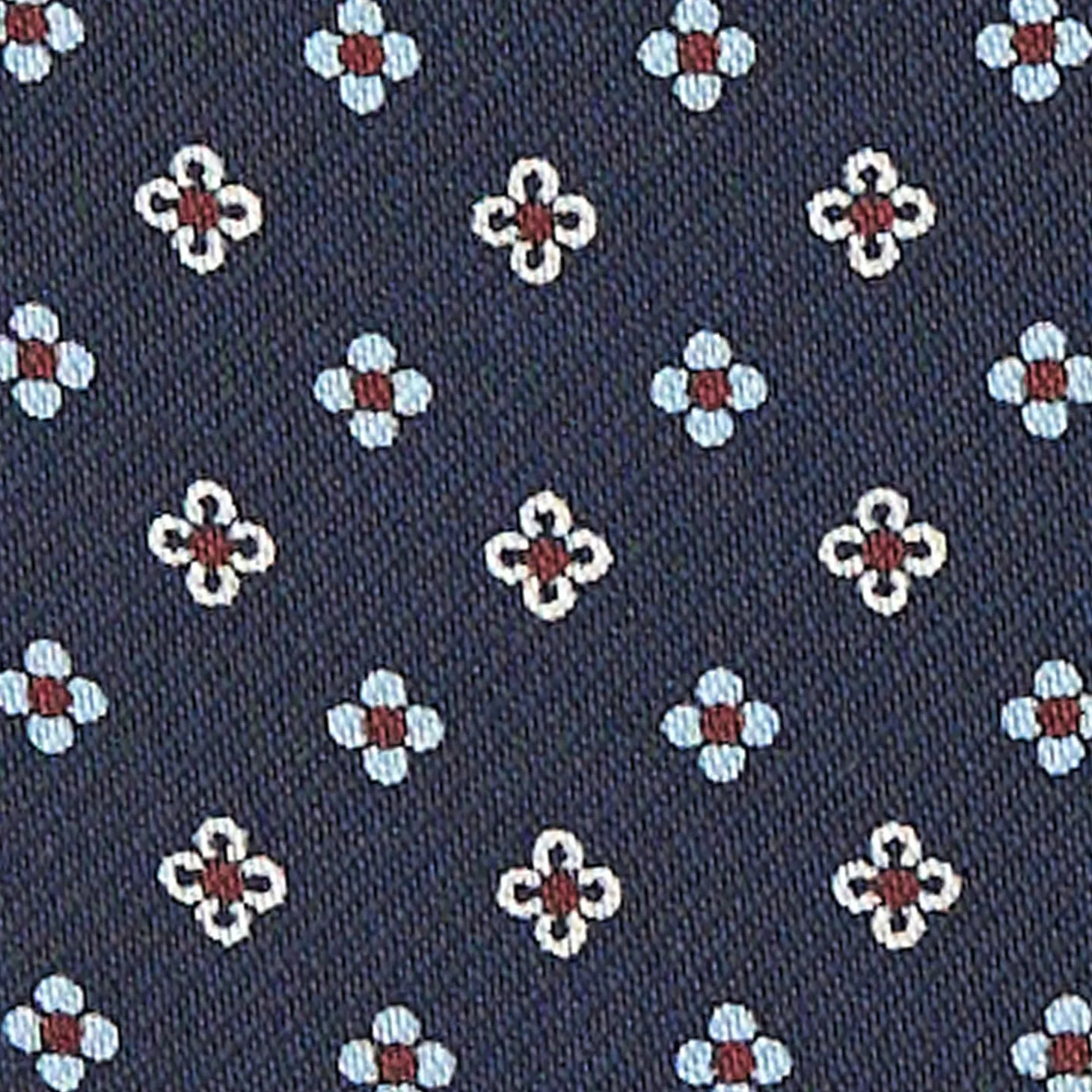 Dark Blue Silk Ascot Tie - Small Flower Designs