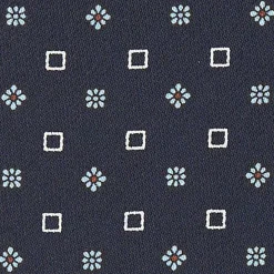 Dark Blue Silk Ascot Tie - Small Flower Designs