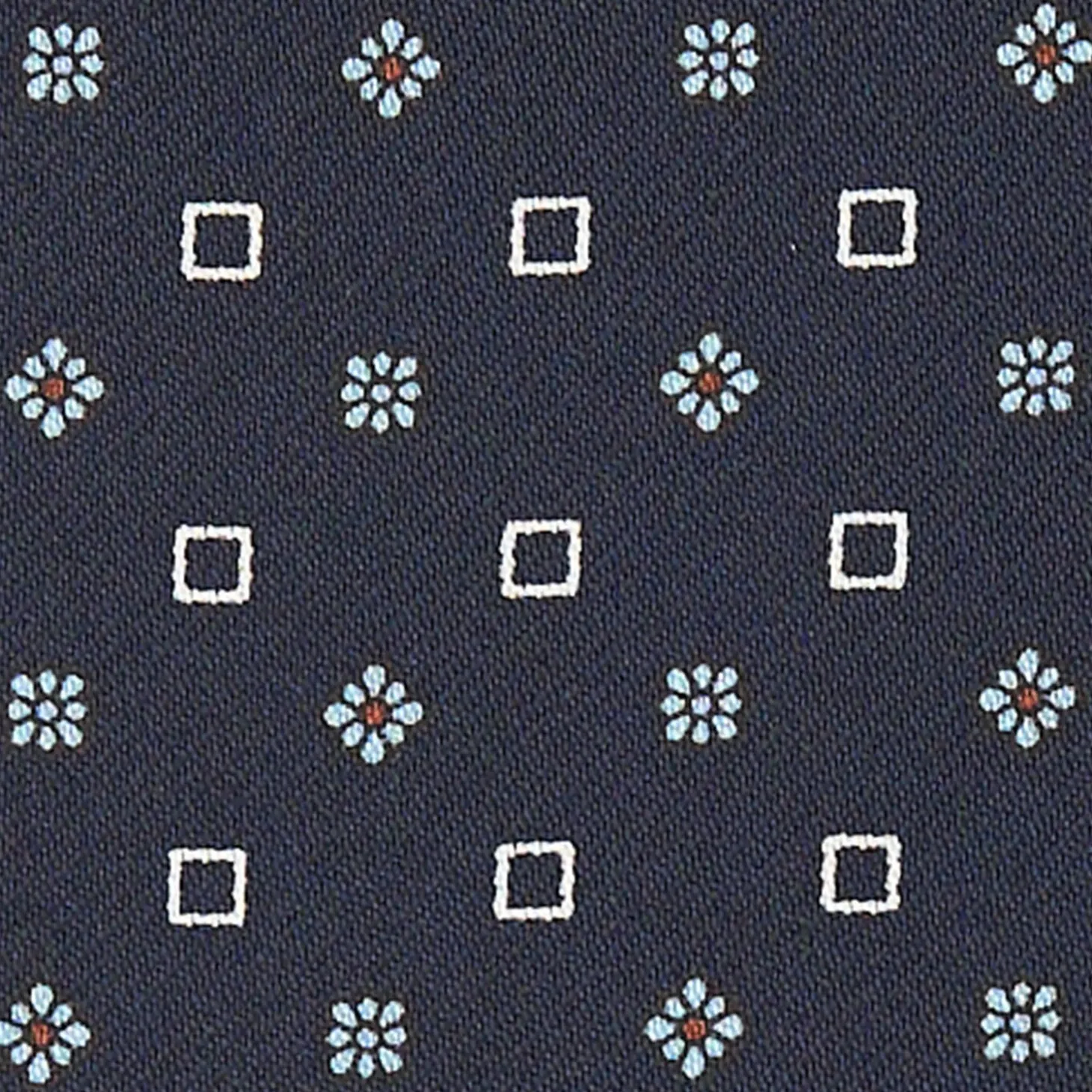 Dark Blue Silk Ascot Tie - Small Flower Designs