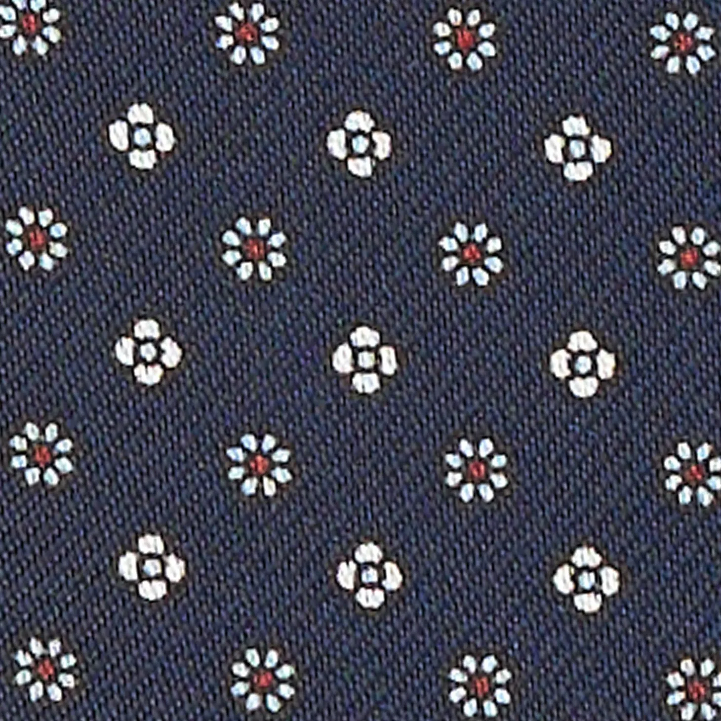 Dark Blue Silk Ascot Tie - Small Flower Designs