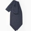 Dark Blue Silk Ascot Tie - Small Flower Designs