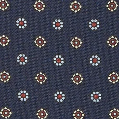 Dark Blue Silk Ascot Tie - Small Flower Designs