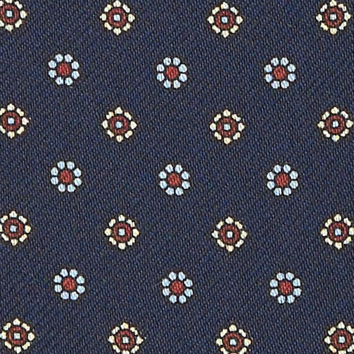 Dark Blue Silk Ascot Tie - Small Flower Designs