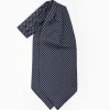 Dark Blue Silk Ascot Tie - Small Flower Designs