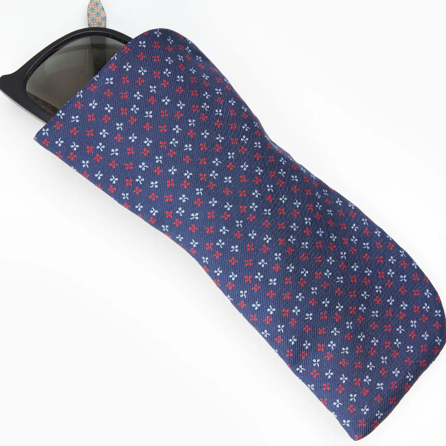 Dark Blue Silk Glasses Case