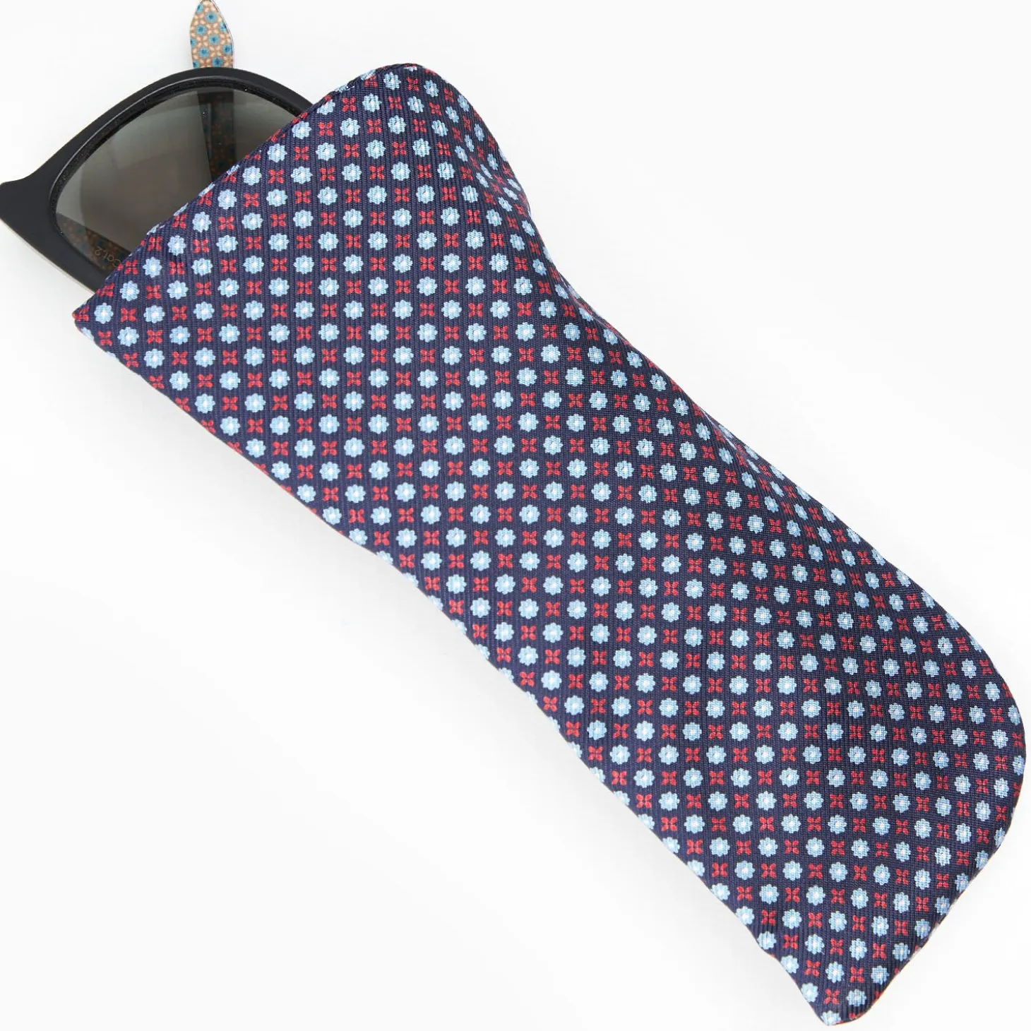 Dark Blue Silk Glasses Case