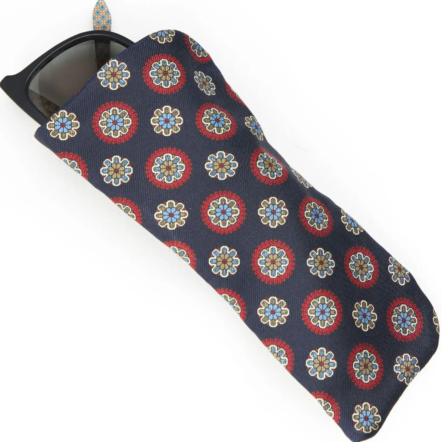 Dark Blue Silk Glasses Case