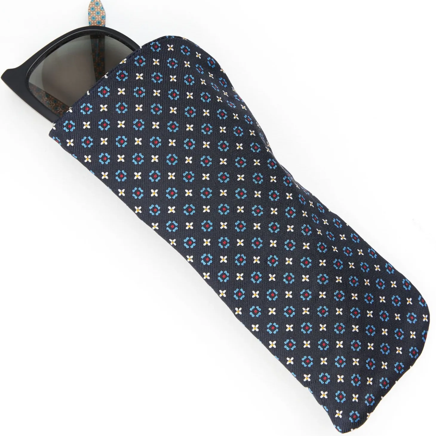 Dark Blue Silk Glasses Case
