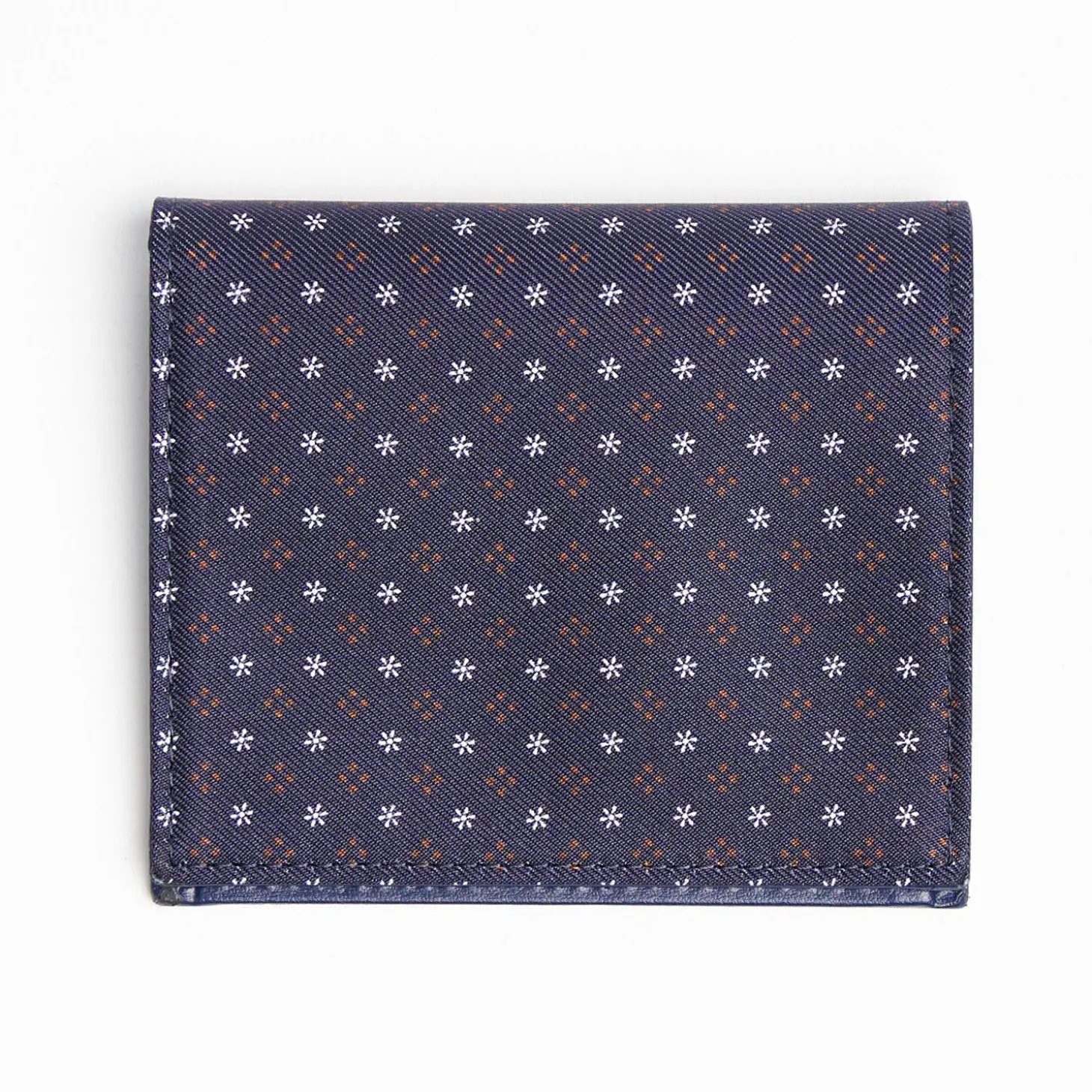 Dark Blue Small Wallet In Silk And Leather