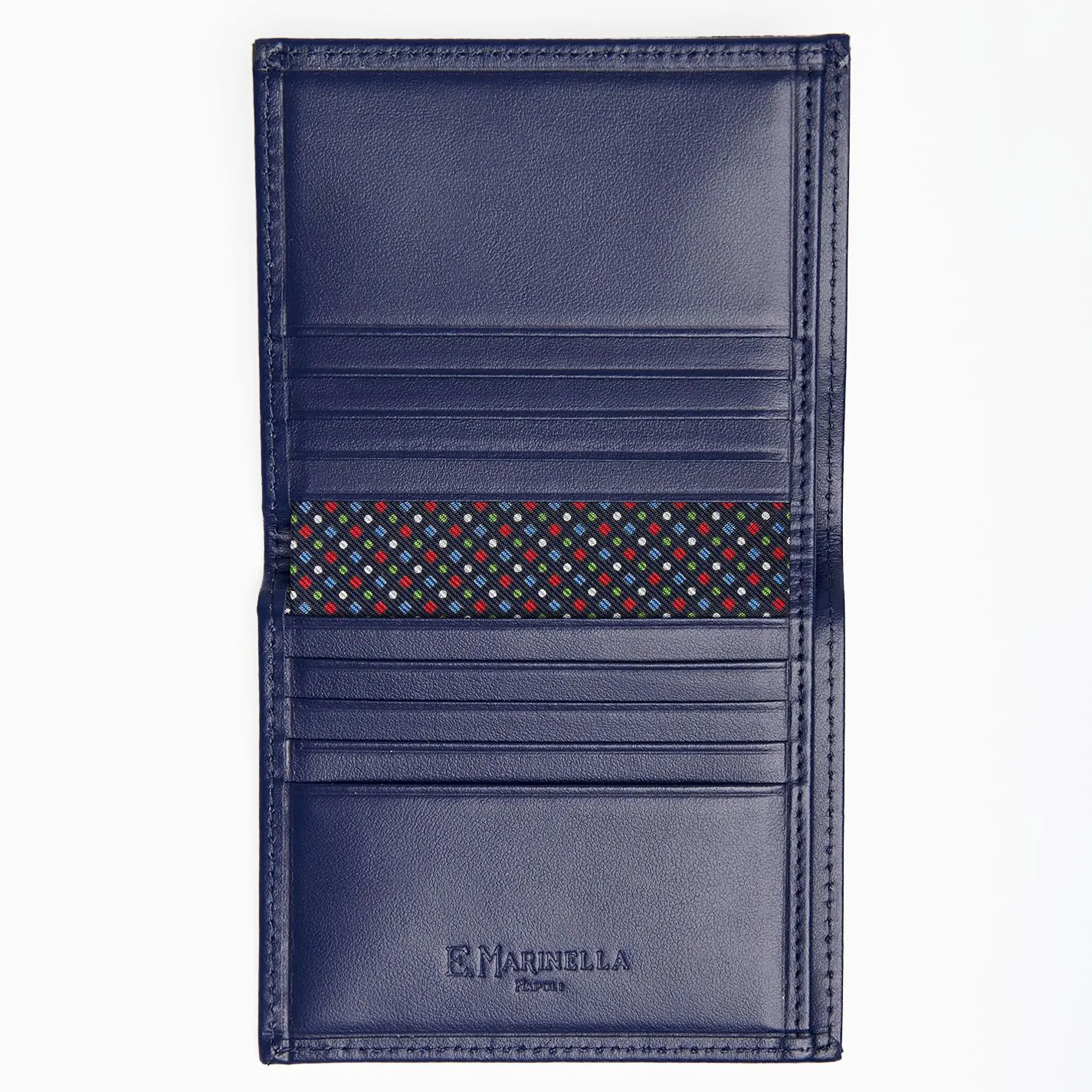 Dark Blue Small Wallet In Silk And Leather