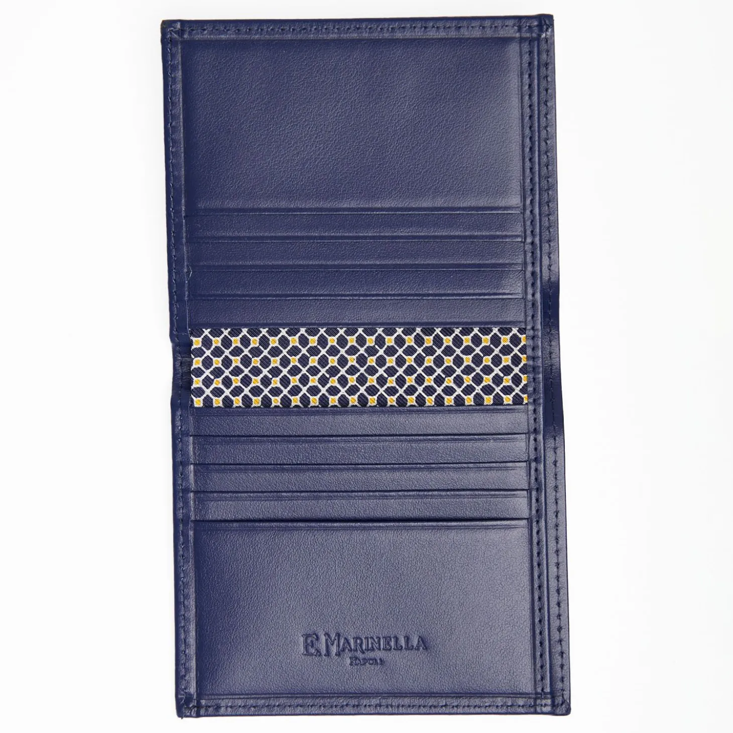 Dark Blue Small Wallet In Silk And Leather