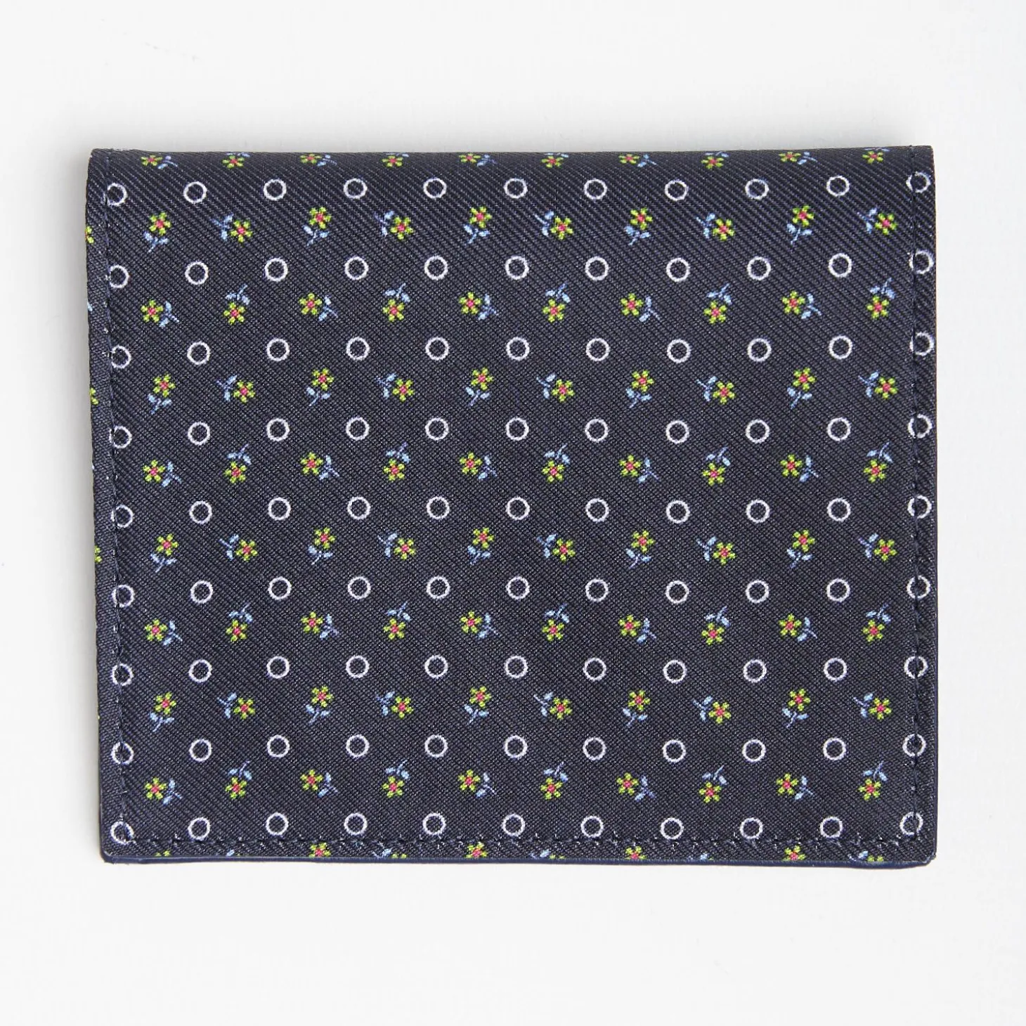 Dark Blue Small Wallet In Silk And Leather