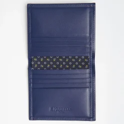 Dark Blue Small Wallet In Silk And Leather