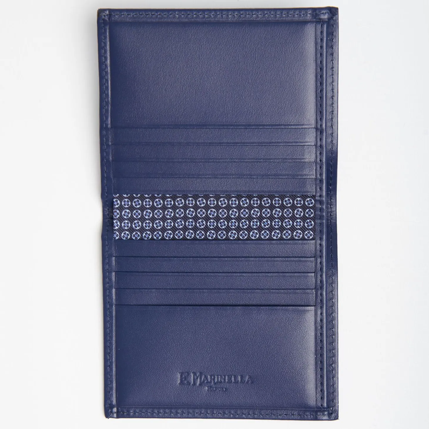Dark Blue Small Wallet In Silk And Leather
