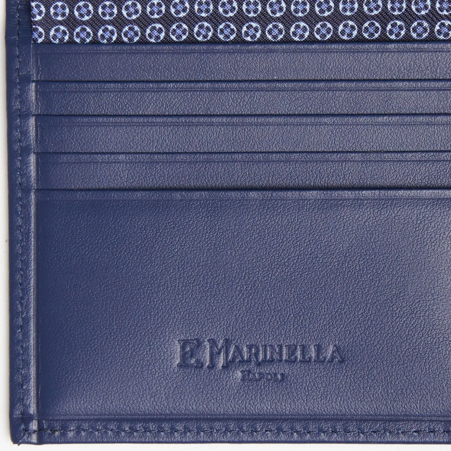 Dark Blue Small Wallet In Silk And Leather