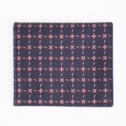 Dark Blue Small Wallet In Silk And Leather