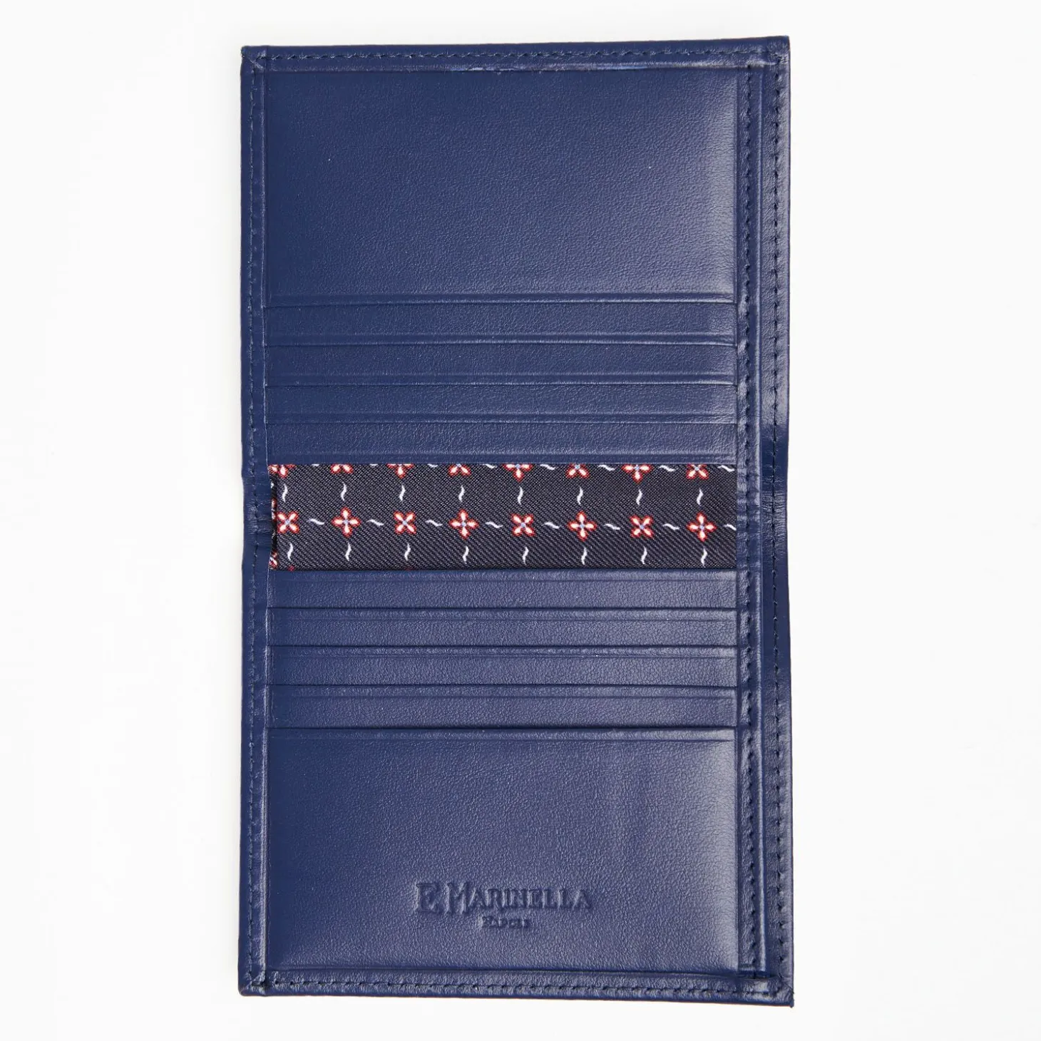 Dark Blue Small Wallet In Silk And Leather