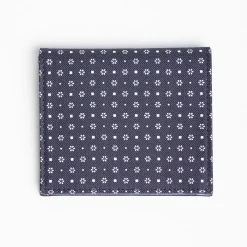 Dark Blue Small Wallet In Silk And Leather