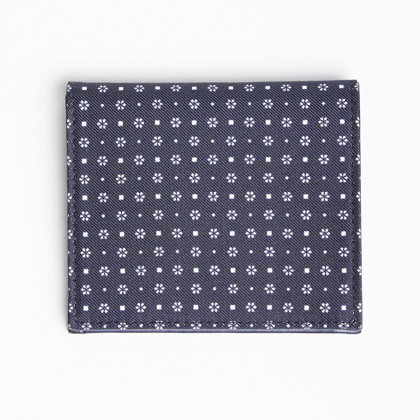 Dark Blue Small Wallet In Silk And Leather