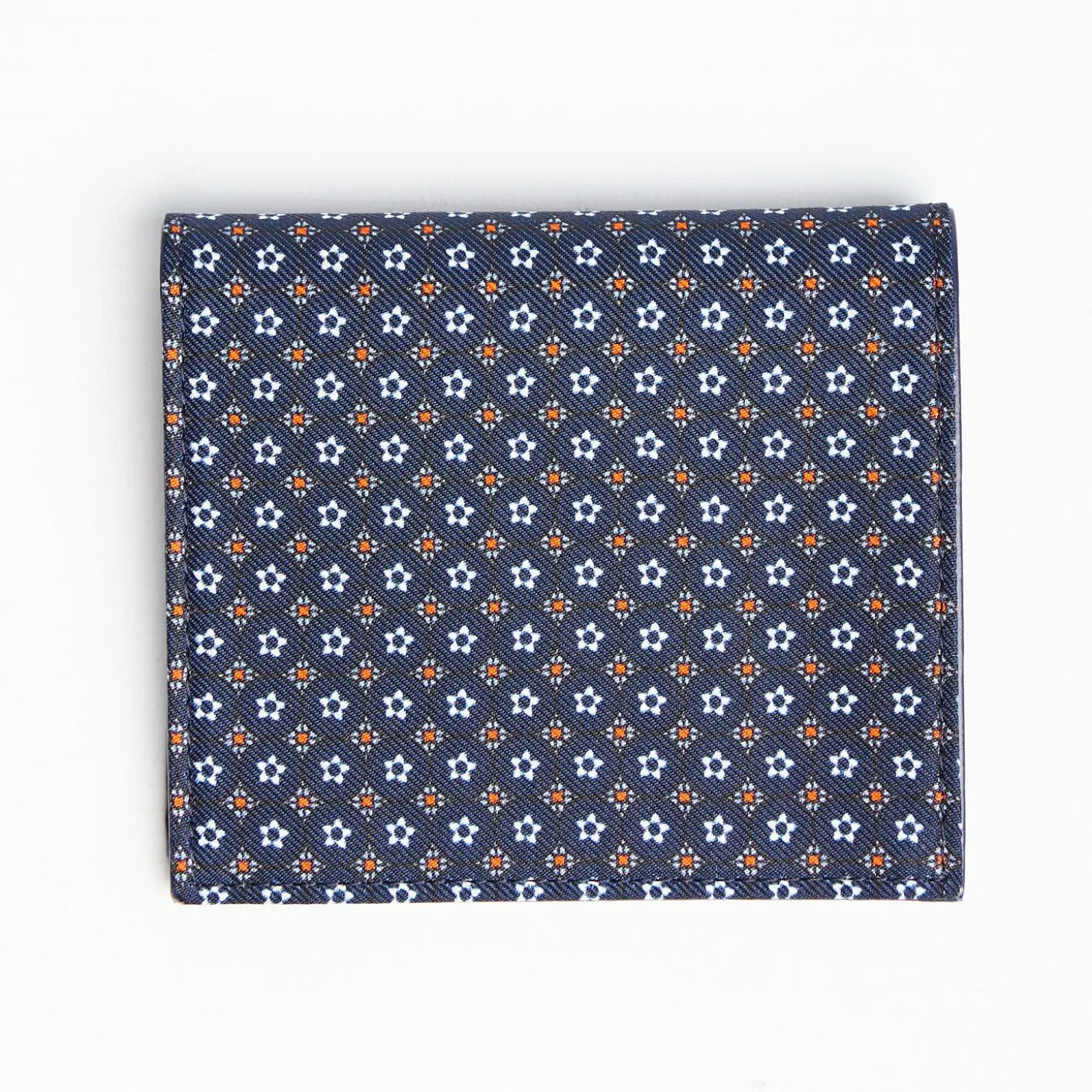 Dark Blue Small Wallet In Silk And Leather
