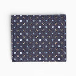 Dark Blue Small Wallet In Silk And Leather