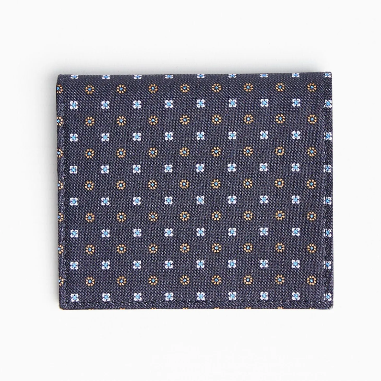 Dark Blue Small Wallet In Silk And Leather