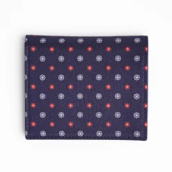 Dark Blue Small Wallet In Silk And Leather