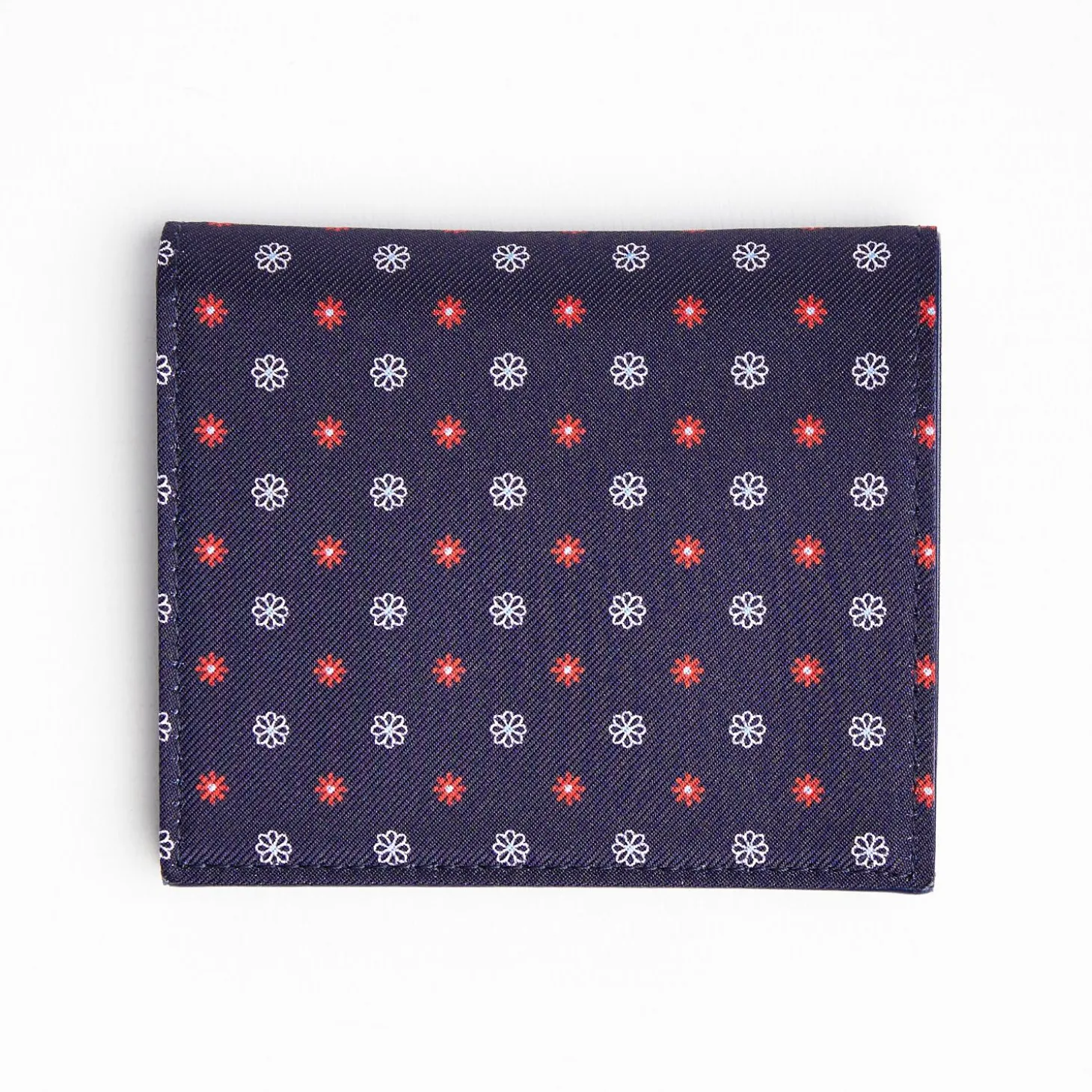 Dark Blue Small Wallet In Silk And Leather