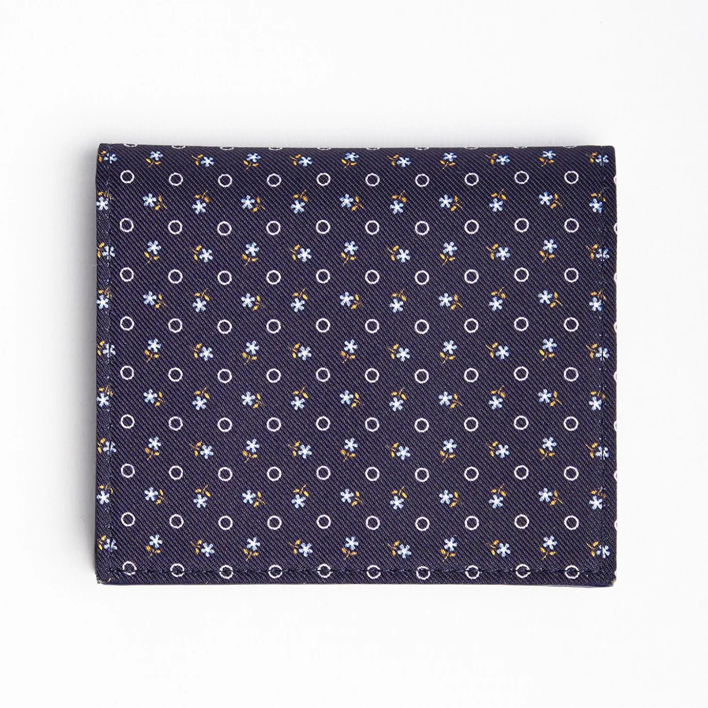 Dark Blue Small Wallet In Silk And Leather