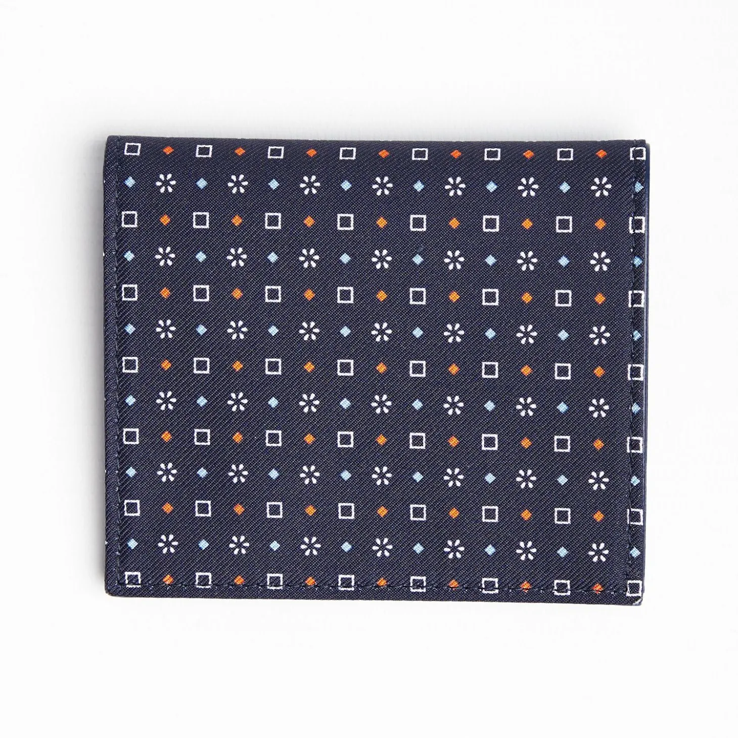 Dark Blue Small Wallet In Silk And Leather
