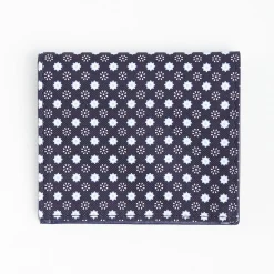 Dark Blue Small Wallet In Silk And Leather