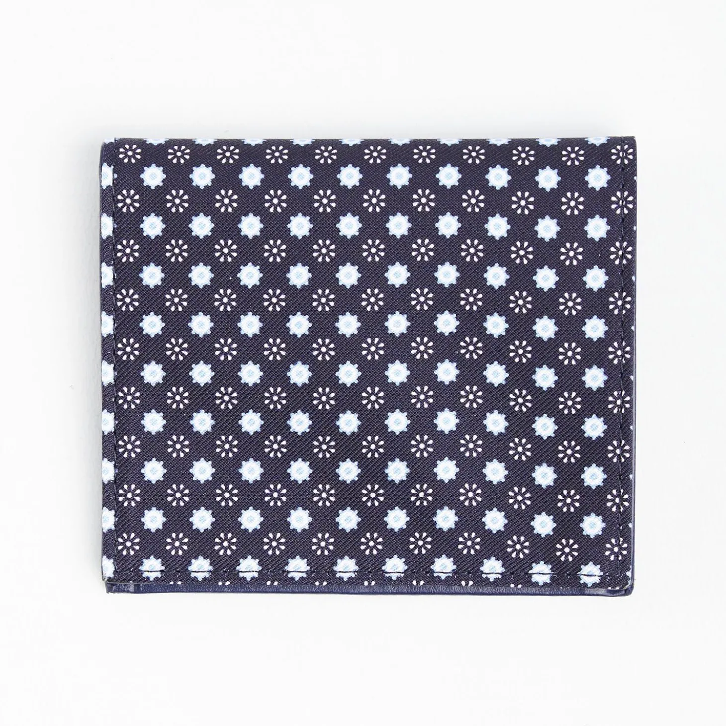 Dark Blue Small Wallet In Silk And Leather