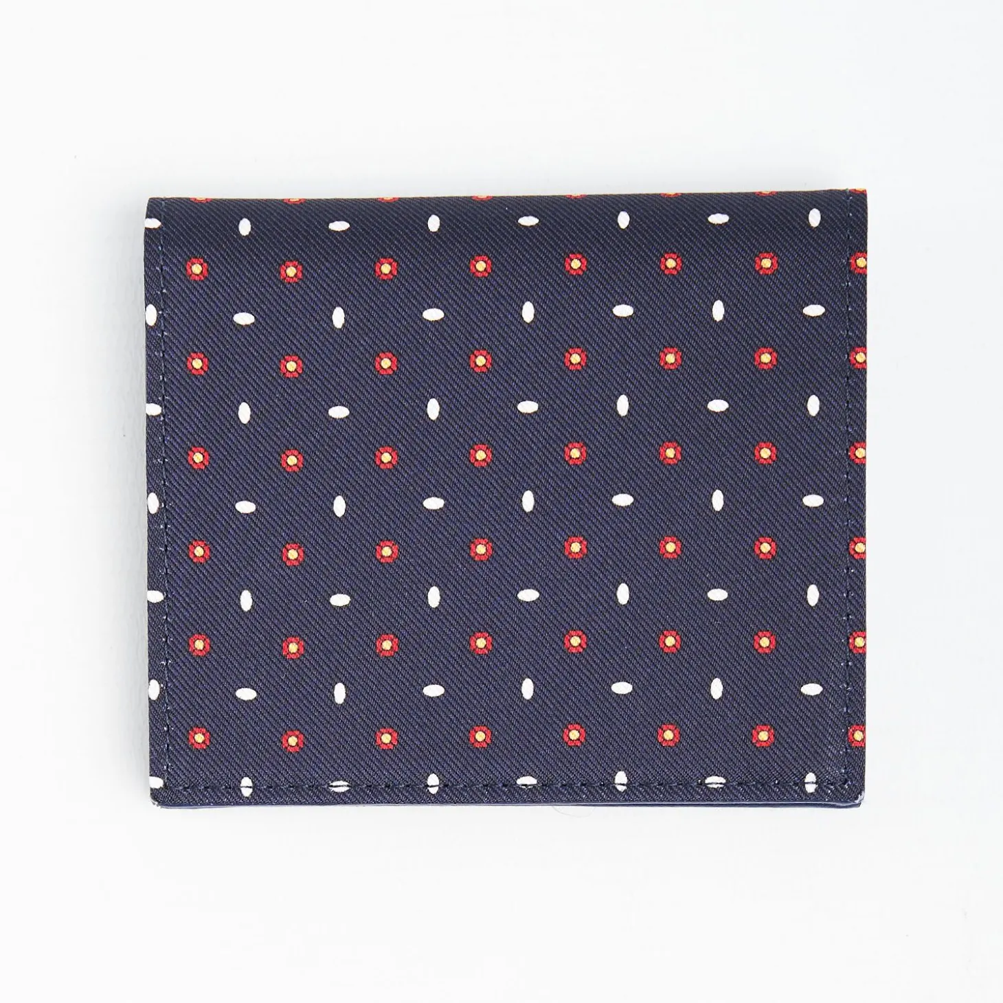 Dark Blue Small Wallet In Silk And Leather