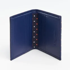 Dark Blue Small Wallet In Silk And Leather