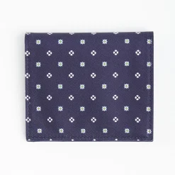 Dark Blue Small Wallet In Silk And Leather