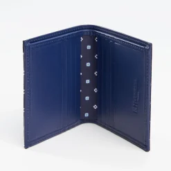 Dark Blue Small Wallet In Silk And Leather