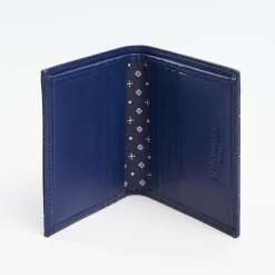 Dark Blue Small Wallet In Silk And Leather